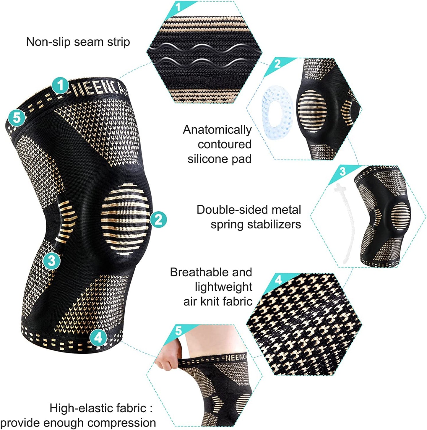 Copper Knee Support with Patella Gel Pad