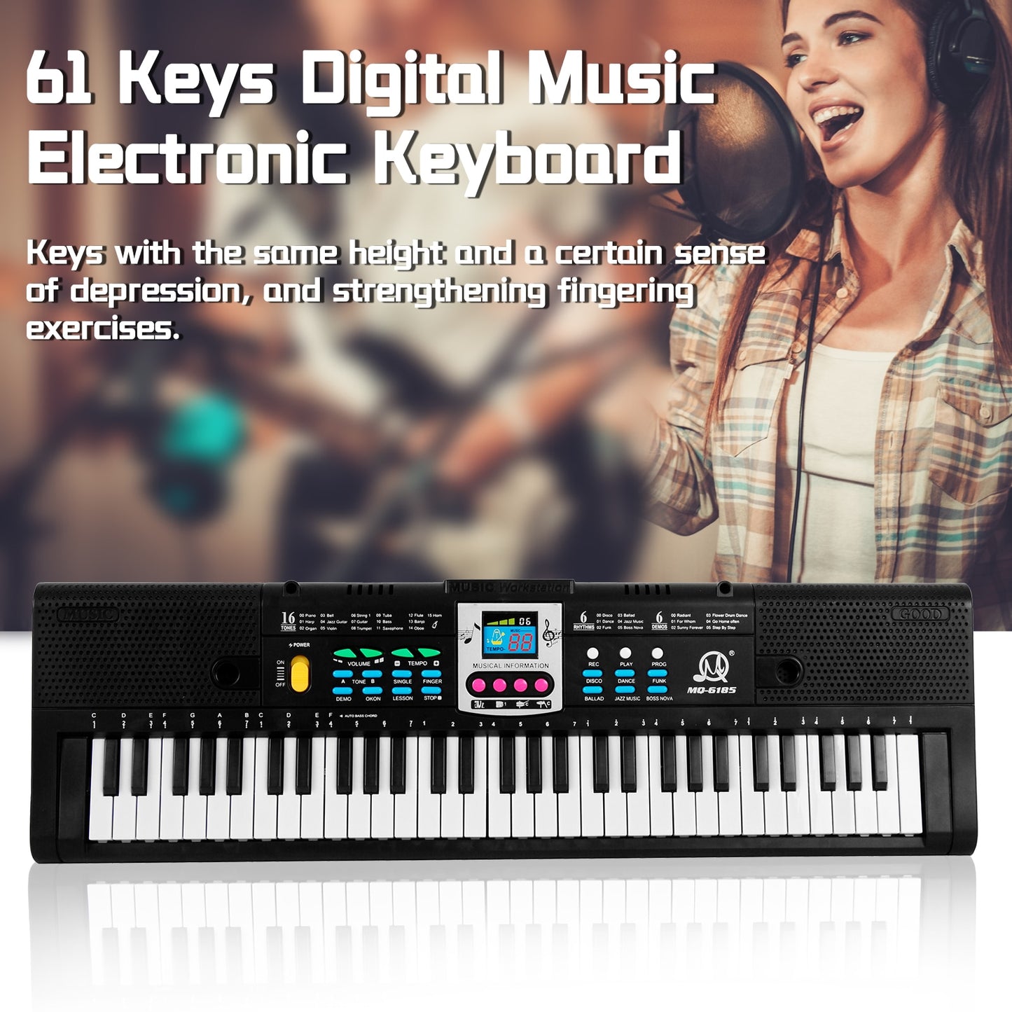 61 Key Electronic Keyboard with Digital Display Screen